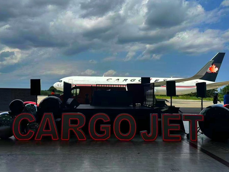 RGB CARGOJET letters at a corporate event, Hamilton Airport