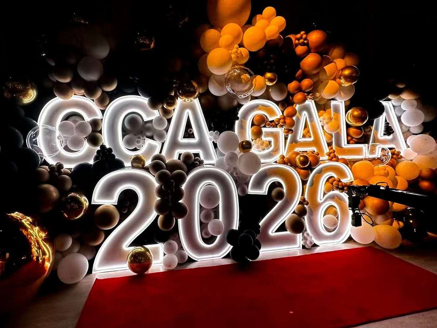 Neon letters at the Canadian Choice Award Gala, Liberty Grand, Toronto
