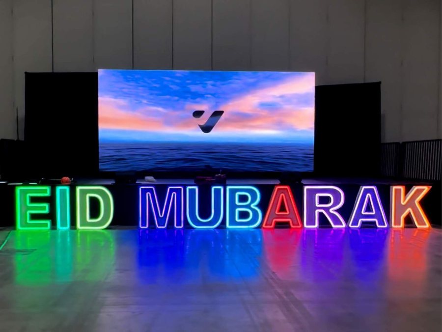 Neon EID MUBARAK letters at Enercare Centre, Toronto
